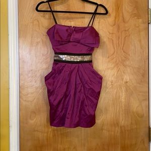 Fuschia cocktail dress with pockets, like new, Med